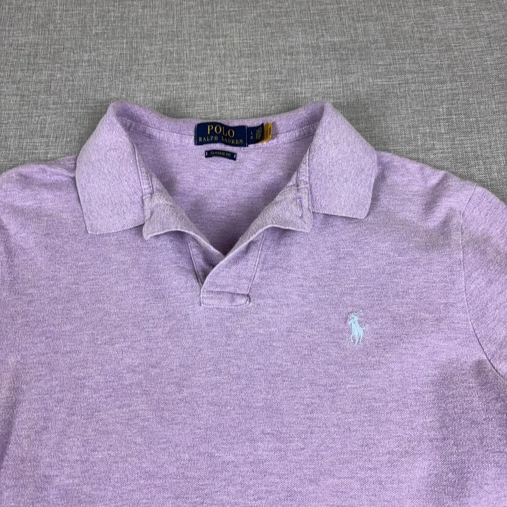 Polo Ralph Lauren Polo Shirt Mens L Purple Classic Fit Cotton Short Sleeve Logo